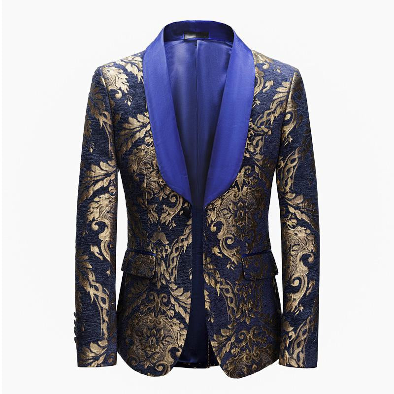 Jacquard Shawl Lapel Suit Blazer