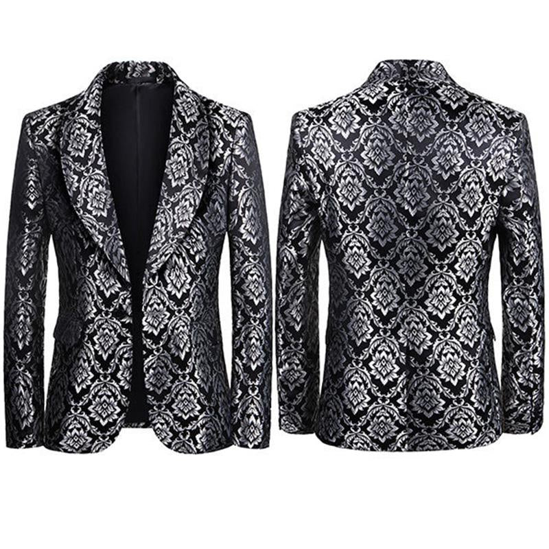 Floral Shawl Lapel Tuxedo Suit Blazer