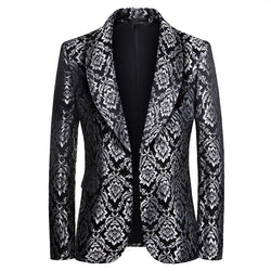 Floral Shawl Lapel Tuxedo Suit Blazer