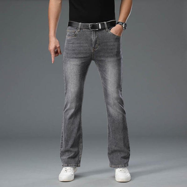HAORUN Мужские джинсы с поясом Slim Fit расклешенные джинсовые штаны 60-х  70-х ретро брюки