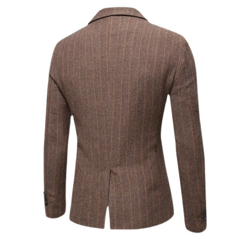 Striped Double-Breasted Suit Blazer