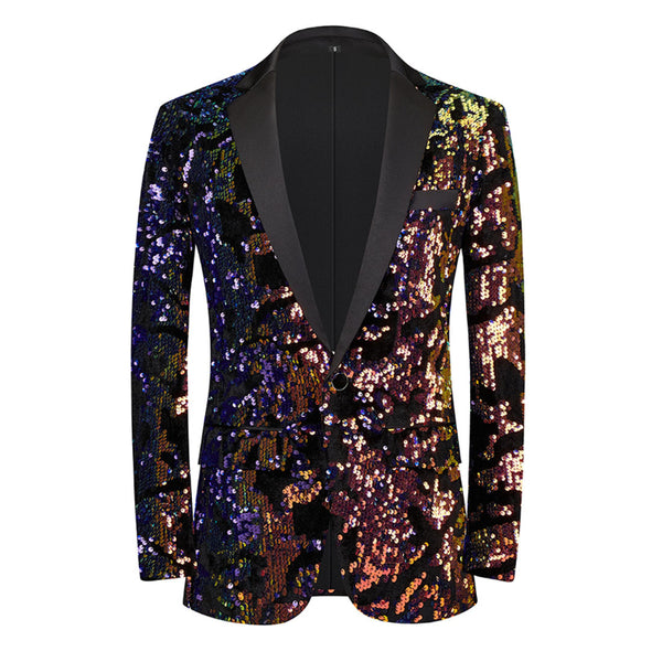 Glitter Sequin One Button Suit Blazer