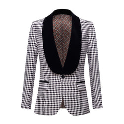 One Button Houndstooth Dress Blazer