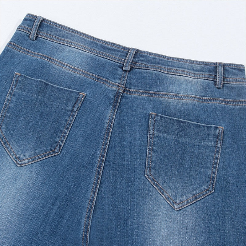 HAORUN Мужские джинсы с поясом Slim Fit расклешенные джинсовые штаны 60-х  70-х ретро брюки