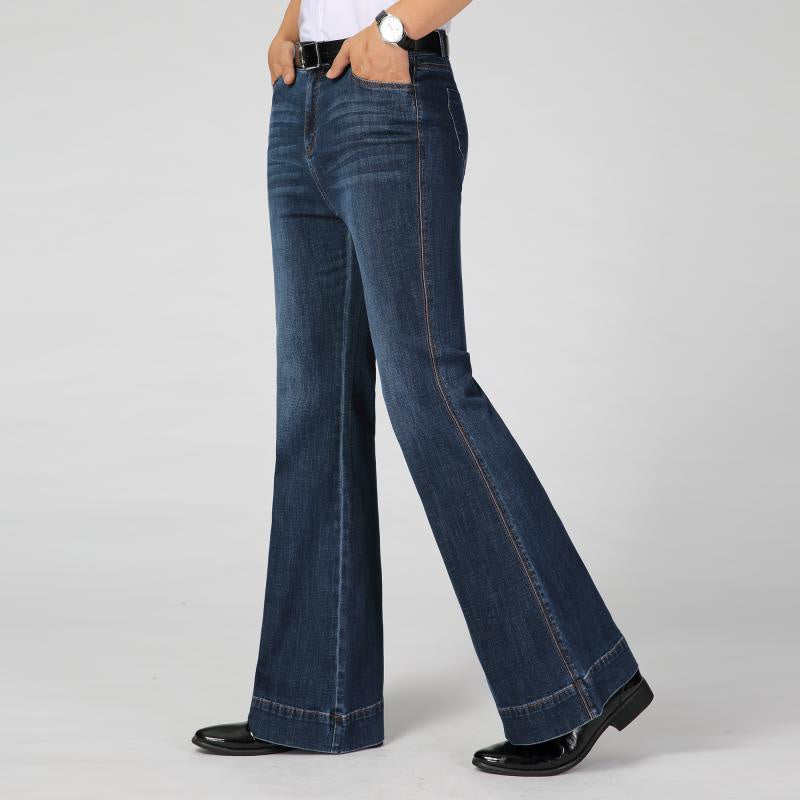 Men Bell Bottom Jeans Stretch 60s 70s Retro Flared Denim Pants