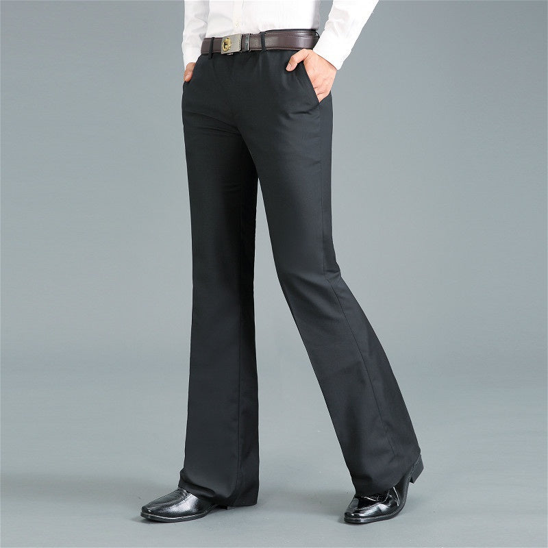 HAORUN Men Bell Bottom Pants Vintage Flare Formal Dress Trousers Slim Fit