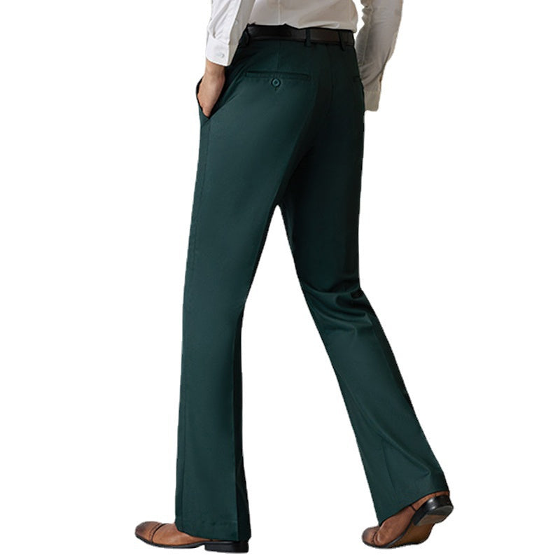 Mens Stretch Bell Bottoms Pants Retro Check Flare Dress Trouser Slim Casual  Long