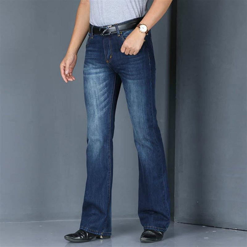 HAORUN Men Jeans Stretch Slim Fit High Waisted Flared Denim Pants Vintage  60s 70s Bell Bottom 