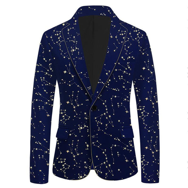 Star Pattern Velvet Tuxedo Suit Blazer