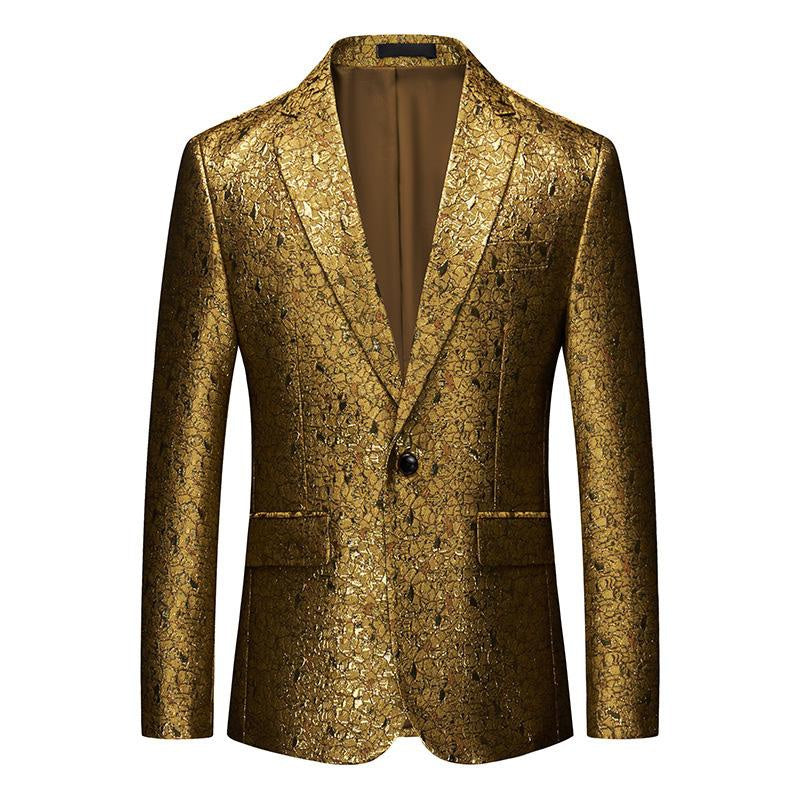Gold One Button Suit Dress Blazer