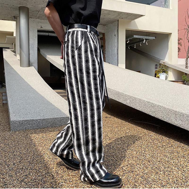 Straight Leg Slim Fit Casual Striped Pants