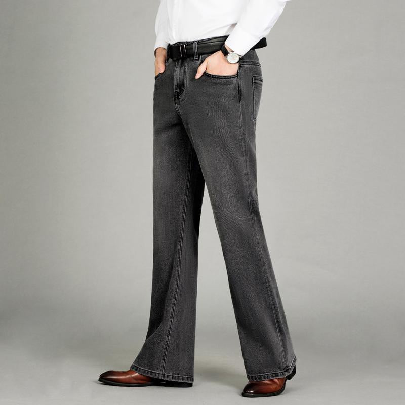 Men Bell Bottom Jeans 60s Vintage Look Flared Pants Wide Leg Trousers Denim  Slim