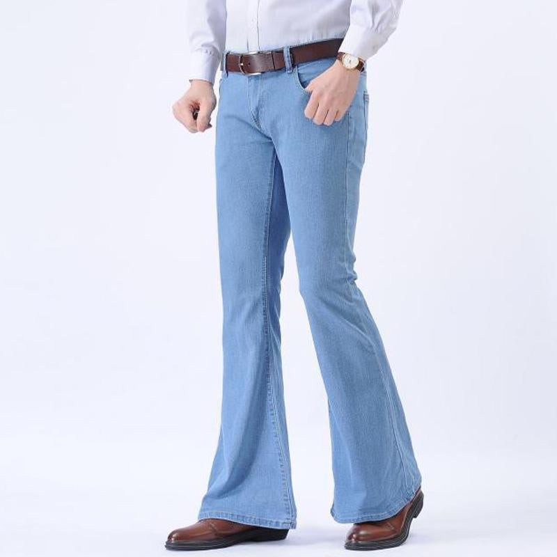 HAORUN Slim Fit Flared Denim Pants - Retro Bell Bottom Jeans for Men